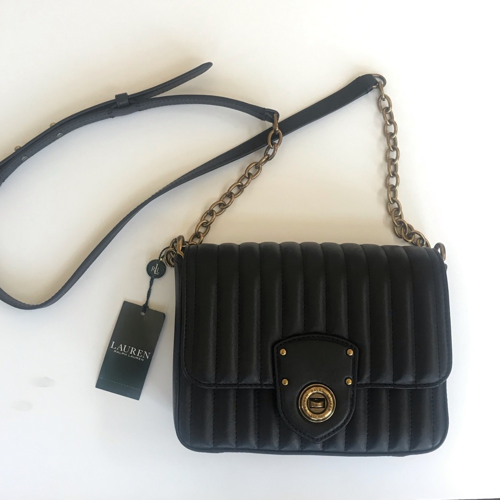 Ralph Lauren Millbrook Black Leather Crossbody Bag